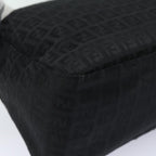 FENDI Zucchino Canvas Mamma Baguette Shoulder Bag Blackyk13812A