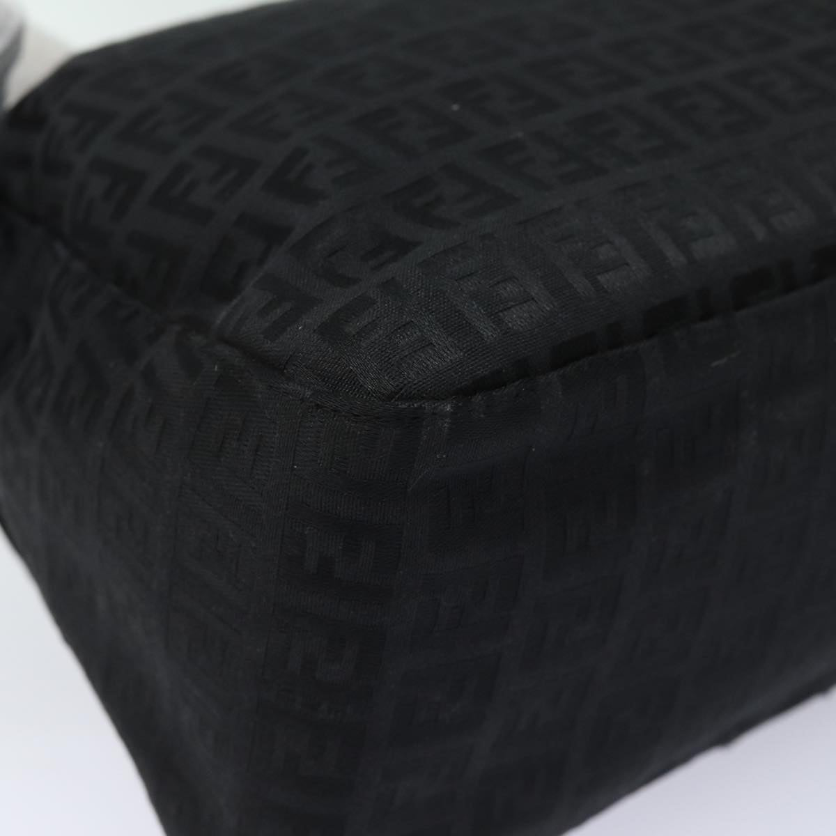 FENDI Zucchino Canvas Mamma Baguette Shoulder Bag Blackyk13812A