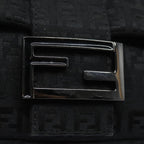 FENDI Zucchino Canvas Mamma Baguette Shoulder Bag Blackyk13812A