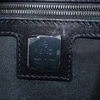 FENDI Zucchino Canvas Mamma Baguette Shoulder Bag Blackyk13812A