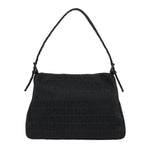 FENDI Zucchino Canvas Mamma Baguette Shoulder Bag Blackyk13812A