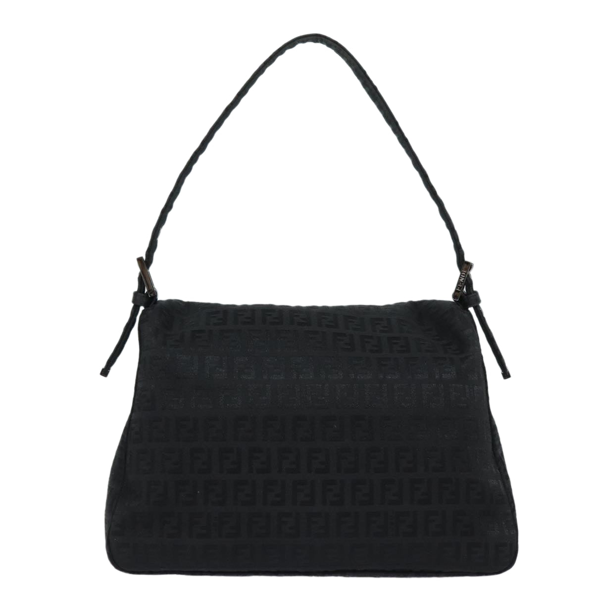 FENDI Zucchino Canvas Mamma Baguette Shoulder Bag Blackyk13812A