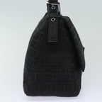 FENDI Zucchino Canvas Mamma Baguette Shoulder Bag Blackyk13812A