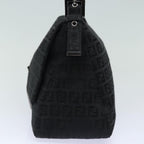 FENDI Zucchino Canvas Mamma Baguette Shoulder Bag Blackyk13812A