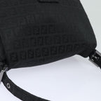 FENDI Zucchino Canvas Mamma Baguette Shoulder Bag Blackyk13812A