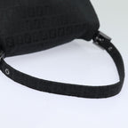 FENDI Zucchino Canvas Mamma Baguette Shoulder Bag Blackyk13812A