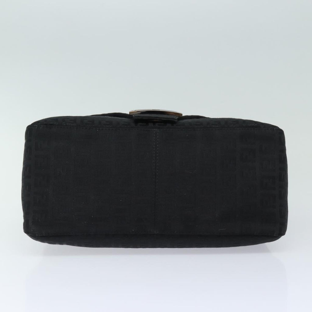 FENDI Zucchino Canvas Mamma Baguette Shoulder Bag Blackyk13812A