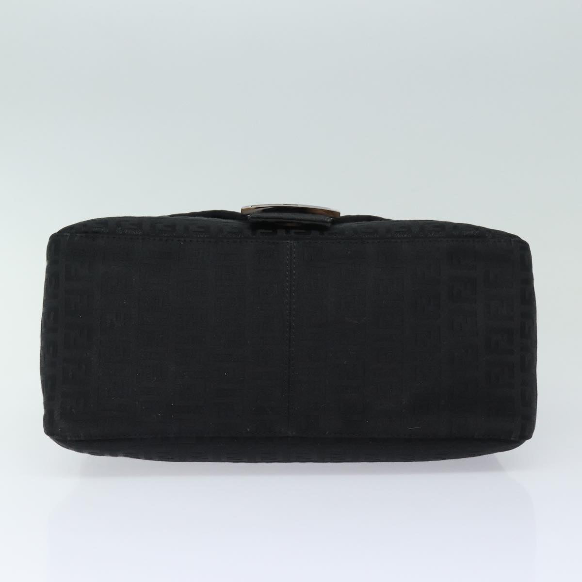 FENDI Zucchino Canvas Mamma Baguette Shoulder Bag Blackyk13812A