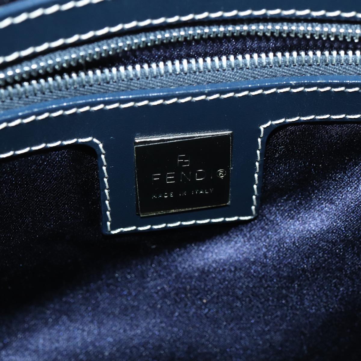 FENDI Zucchino Canvas Hand Bag Navyyk13932