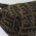FENDI Zucca Canvas Shoulder Bag Brown Blackyk13964
