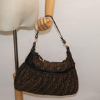 FENDI Zucca Canvas Shoulder Bag Brown Blackyk13964