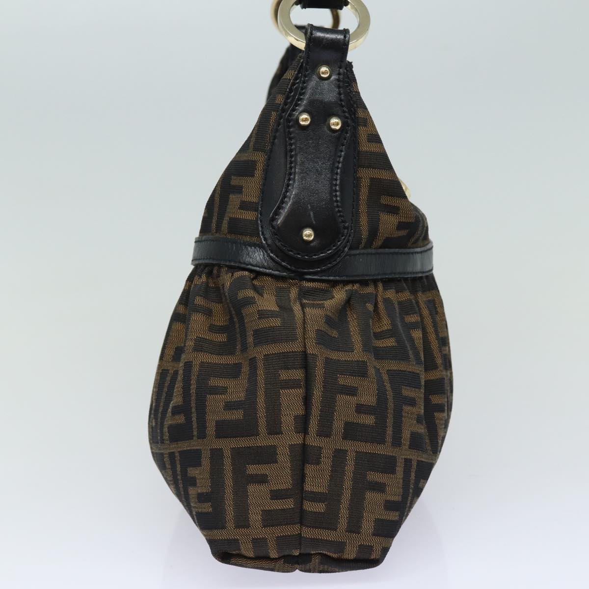FENDI Zucca Canvas Shoulder Bag Brown Blackyk13964