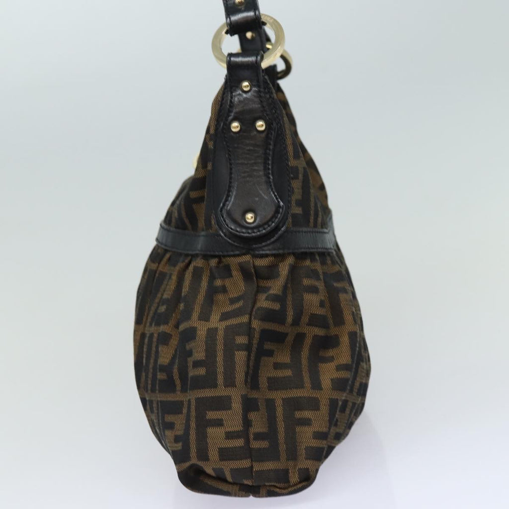 FENDI Zucca Canvas Shoulder Bag Brown Blackyk13964