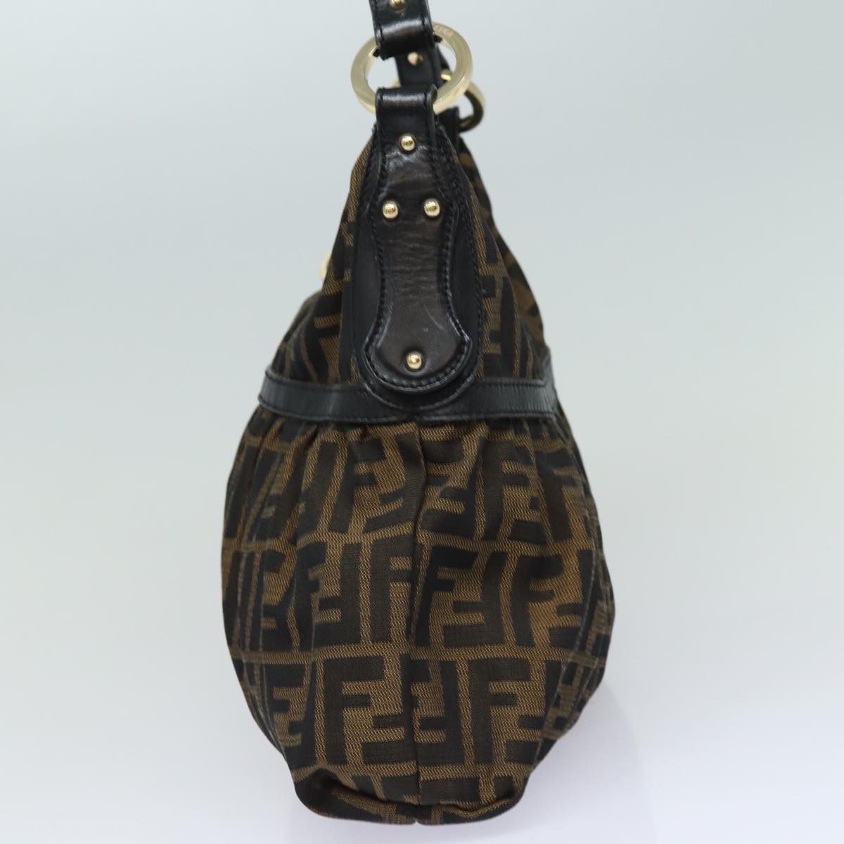 FENDI Zucca Canvas Shoulder Bag Brown Blackyk13964