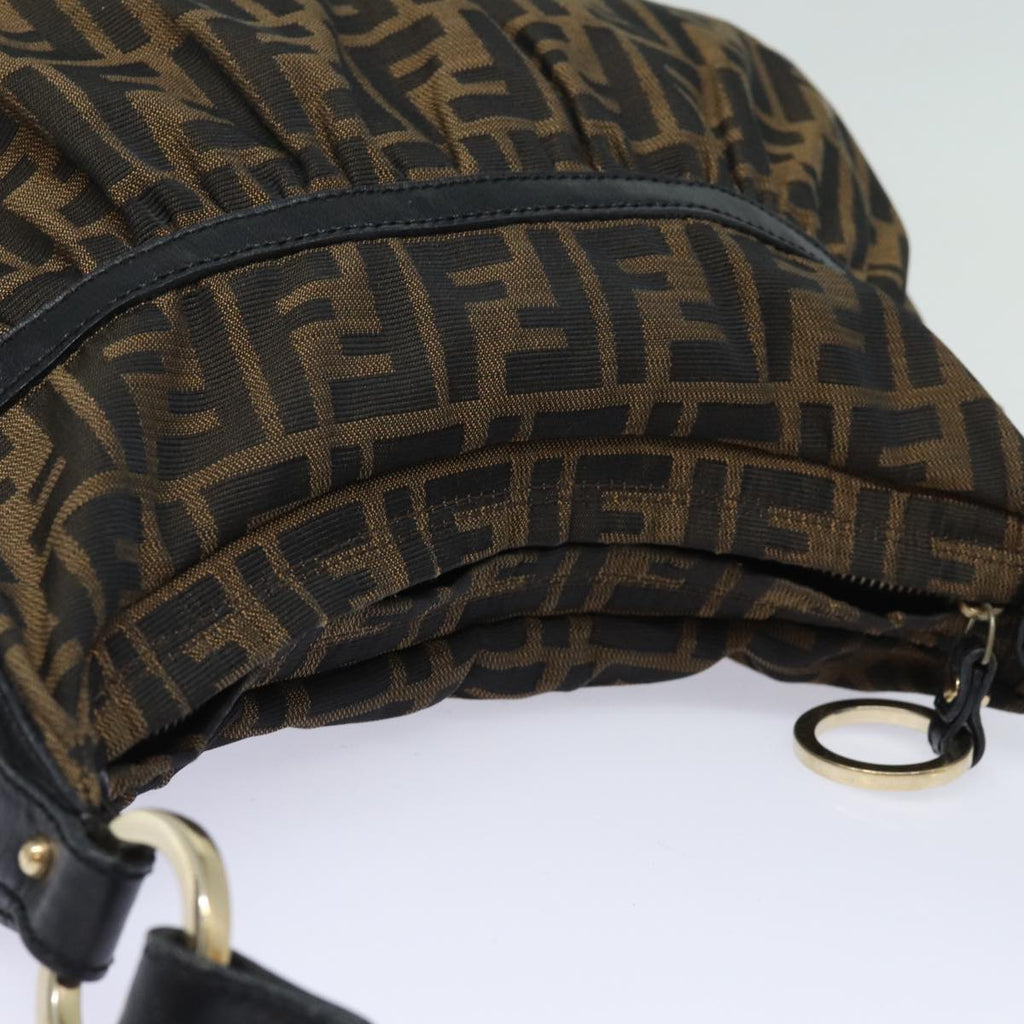 FENDI Zucca Canvas Shoulder Bag Brown Blackyk13964
