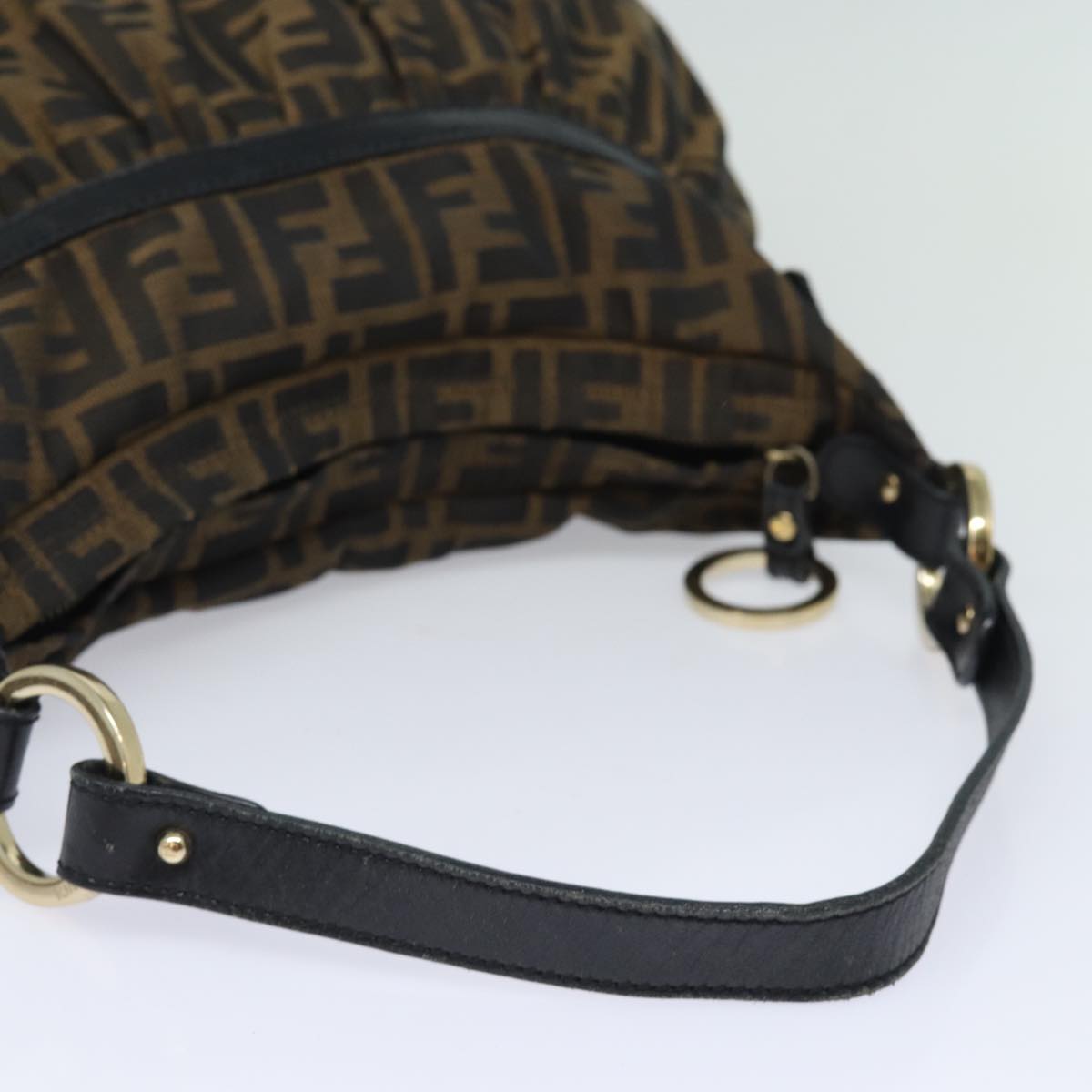 FENDI Zucca Canvas Shoulder Bag Brown Blackyk13964