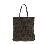 FENDI Zucca Canvas Tote Bag Wool Brown Black Silveryk14162