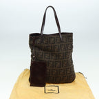 FENDI Zucca Canvas Tote Bag Wool Brown Black Silveryk14162