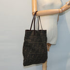 FENDI Zucca Canvas Tote Bag Wool Brown Black Silveryk14162