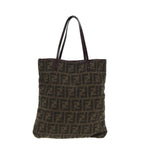 FENDI Zucca Canvas Tote Bag Wool Brown Black Silveryk14162