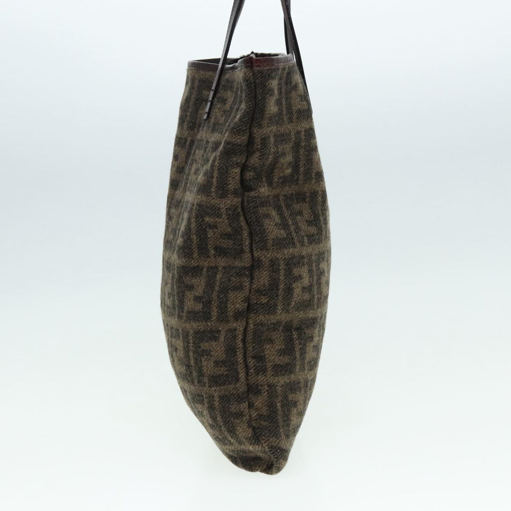 FENDI Zucca Canvas Tote Bag Wool Brown Black Silveryk14162