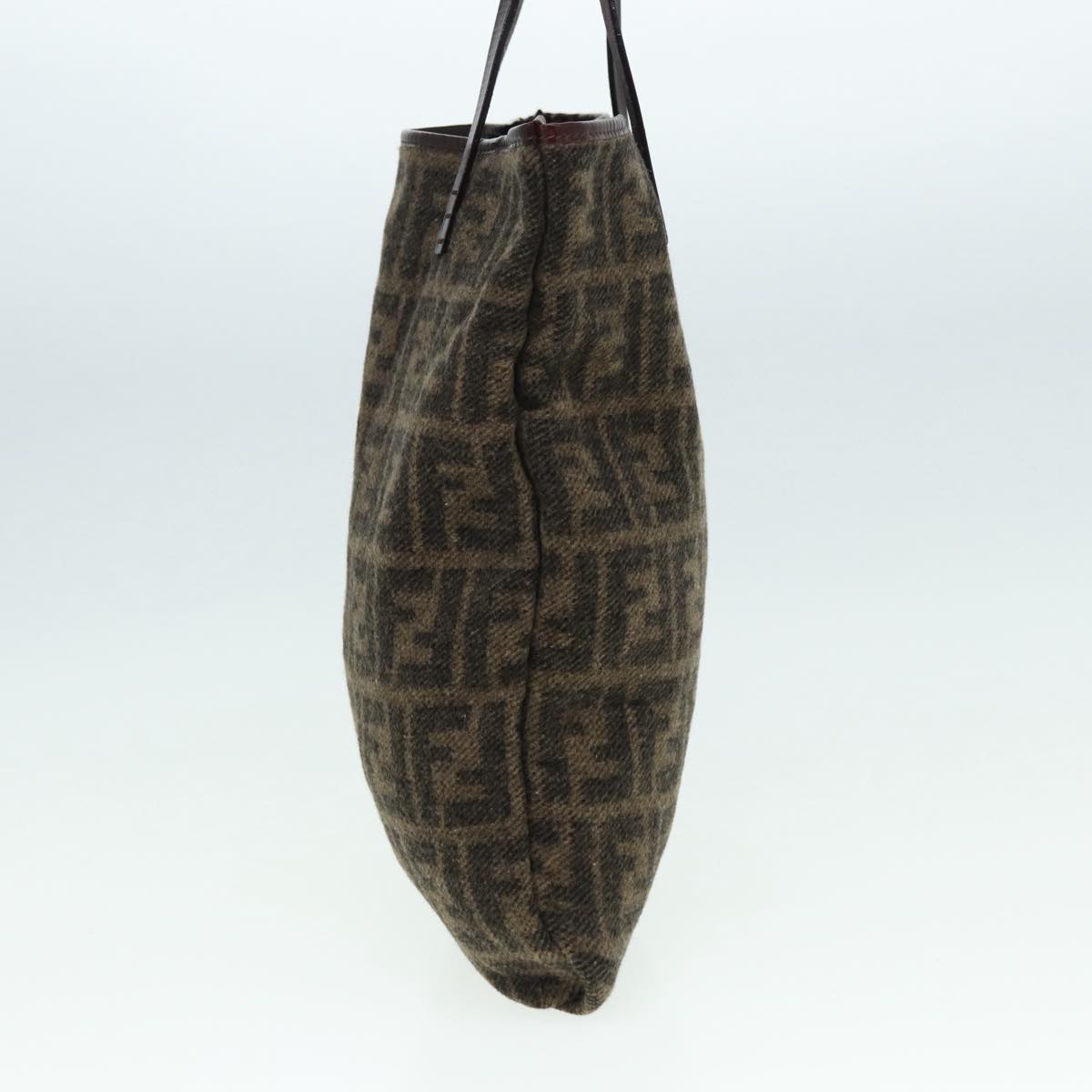 FENDI Zucca Canvas Tote Bag Wool Brown Black Silveryk14162