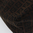FENDI Zucchino Canvas Hand Bag Brown Black Silveryk14209