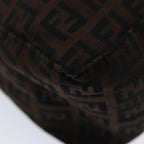 FENDI Zucchino Canvas Hand Bag Brown Black Silveryk14209
