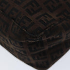 FENDI Zucchino Canvas Hand Bag Brown Black Silveryk14209