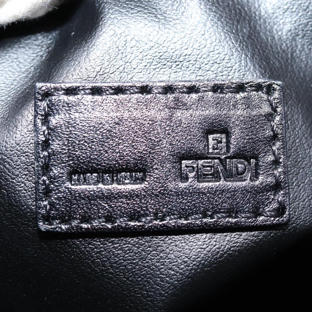 FENDI Zucchino Canvas Hand Bag Brown Black Silveryk14209