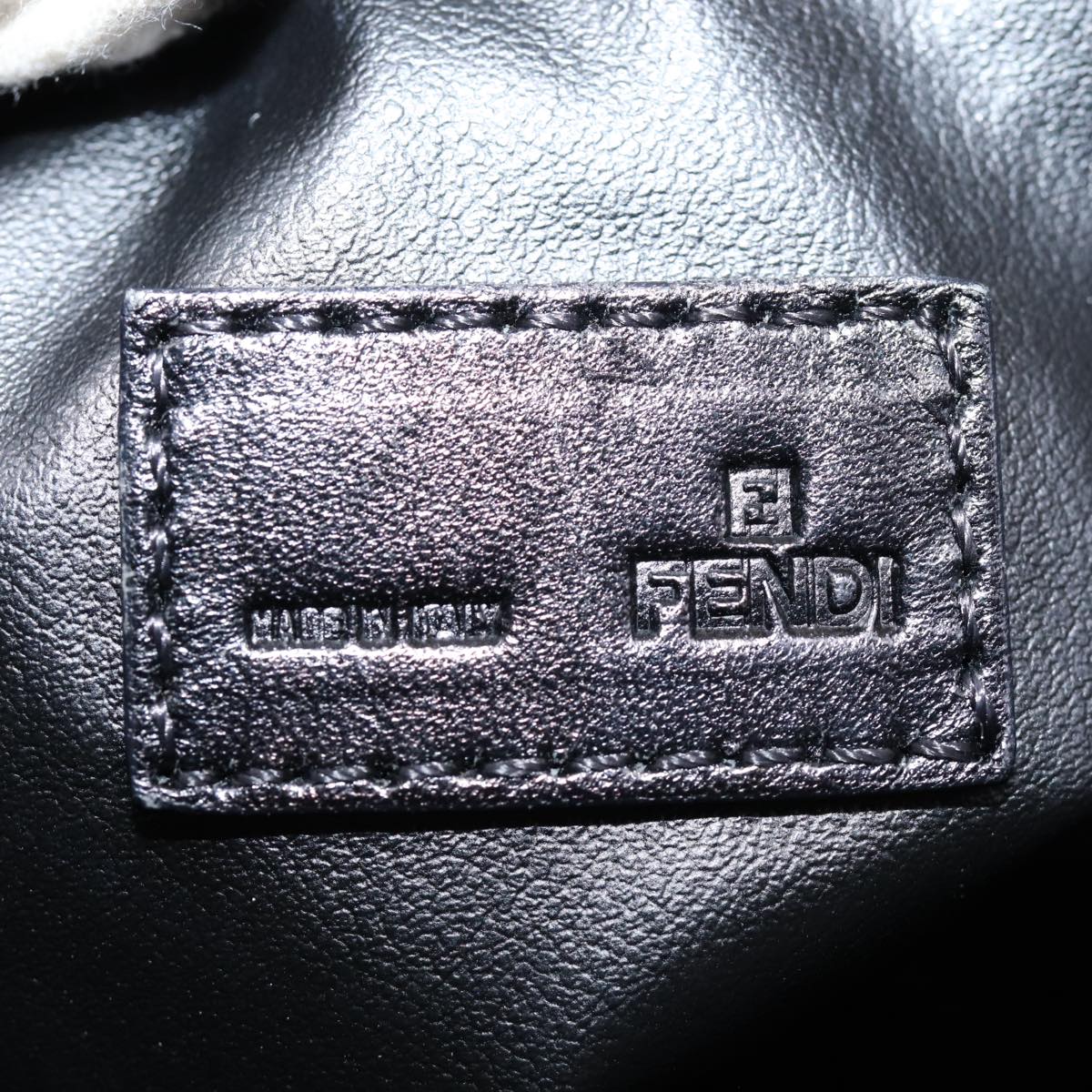 FENDI Zucchino Canvas Hand Bag Brown Black Silveryk14209