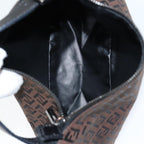 FENDI Zucchino Canvas Hand Bag Brown Black Silveryk14209