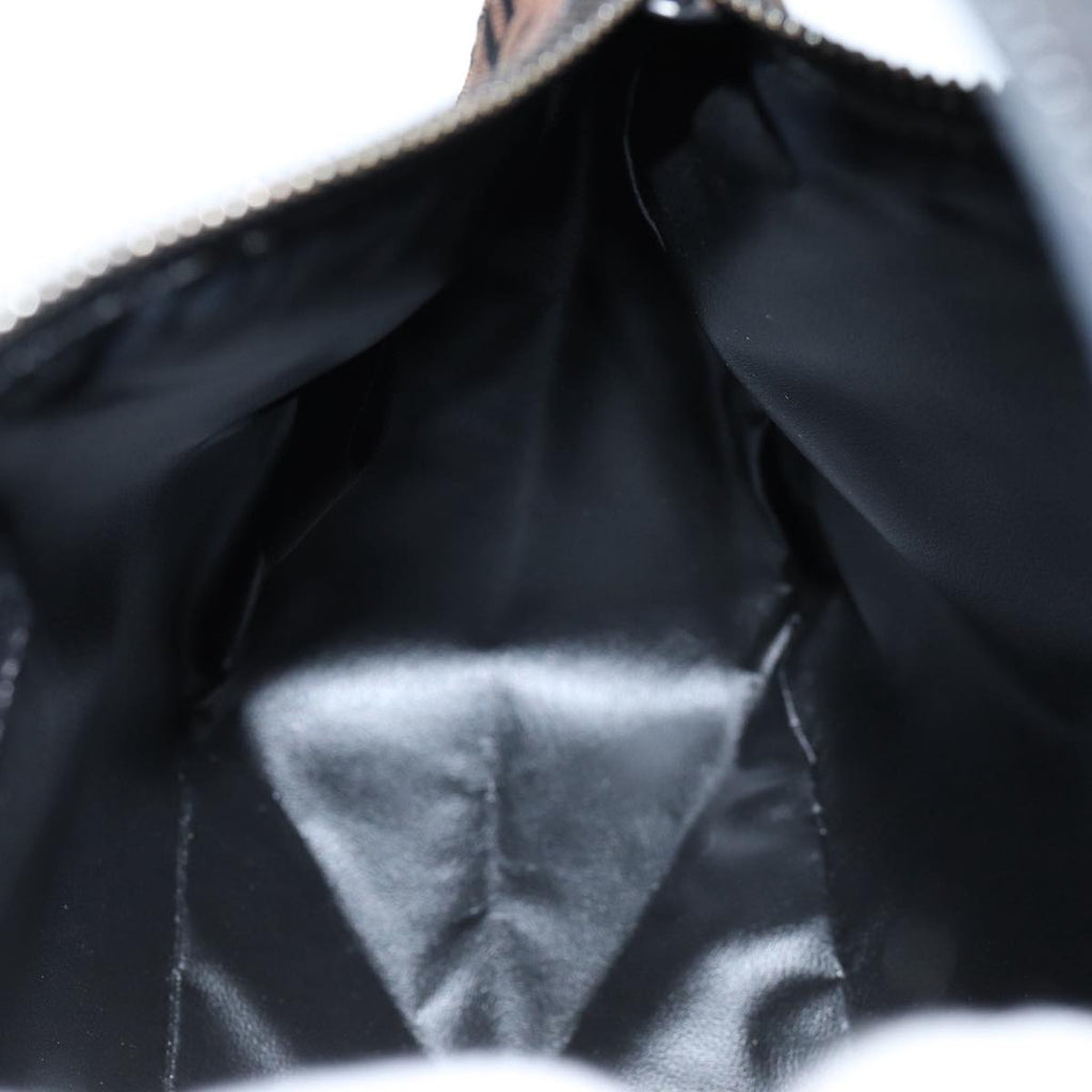 FENDI Zucchino Canvas Hand Bag Brown Black Silveryk14209