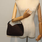 FENDI Zucchino Canvas Hand Bag Brown Black Silveryk14209