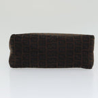 FENDI Zucchino Canvas Hand Bag Brown Black Silveryk14209