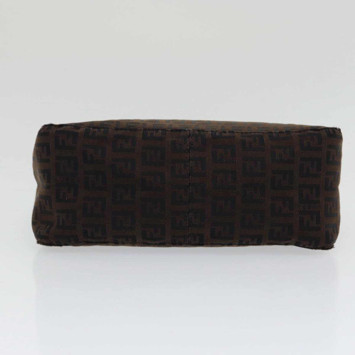 FENDI Zucchino Canvas Hand Bag Brown Black Silveryk14209