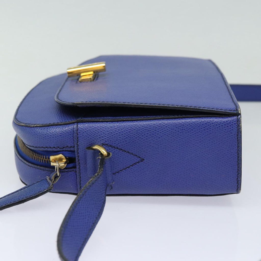 CELINE Shoulder Bag Leather Blue Gold Auth yk14239