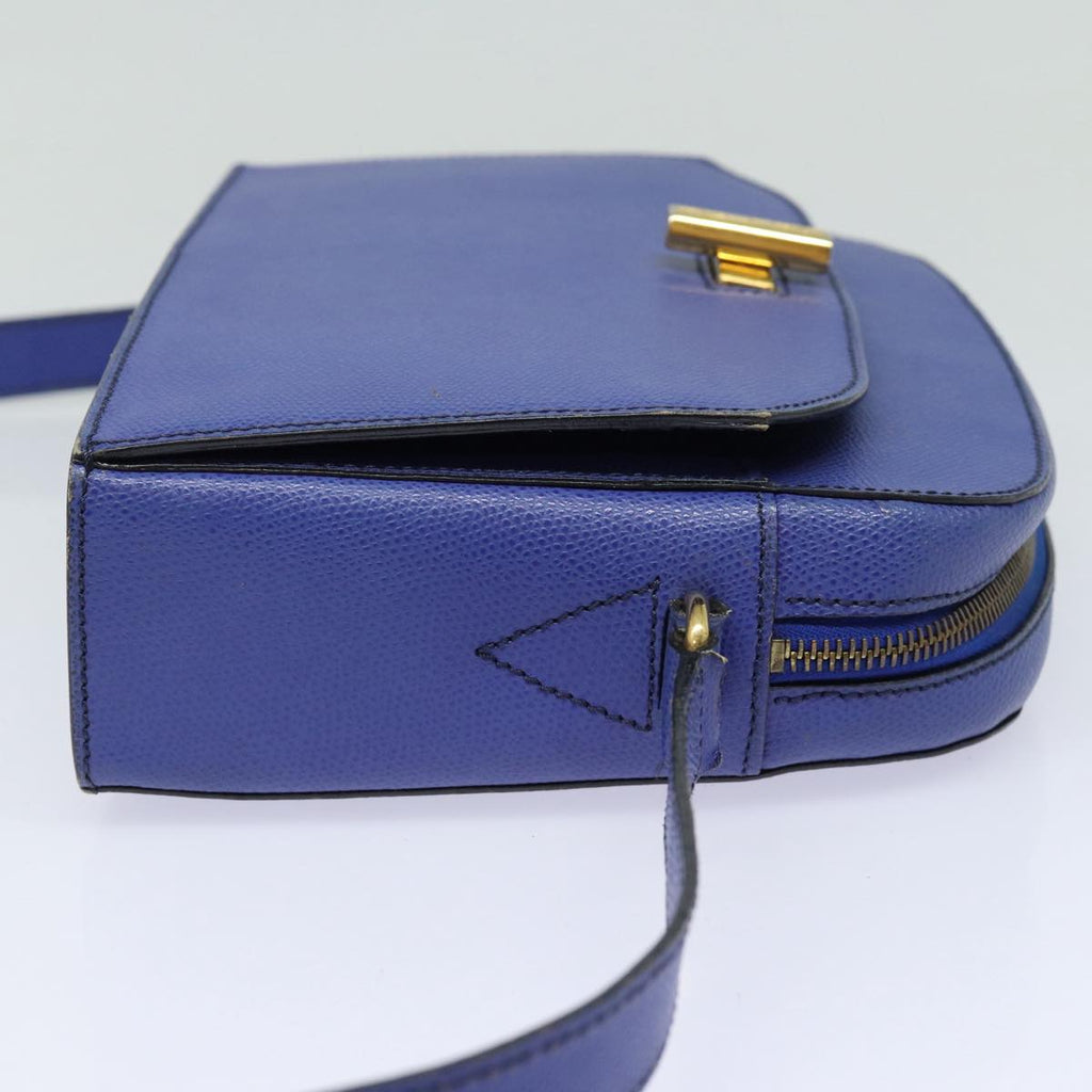 CELINE Shoulder Bag Leather Blue Gold Auth yk14239