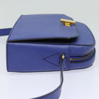 CELINE Shoulder Bag Leather Blue Gold Auth yk14239