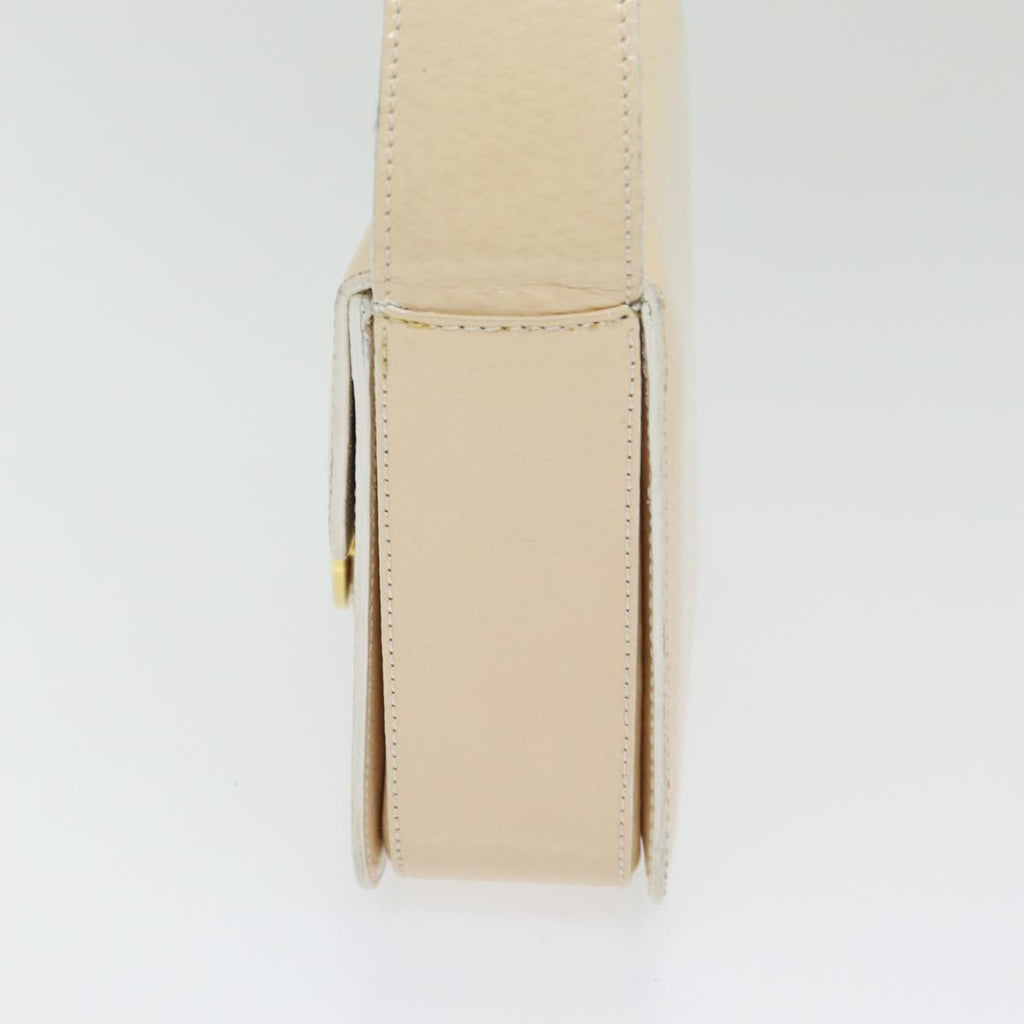 CELINE Circle Shoulder Bag Patent leather Beige Gold Auth yk14247