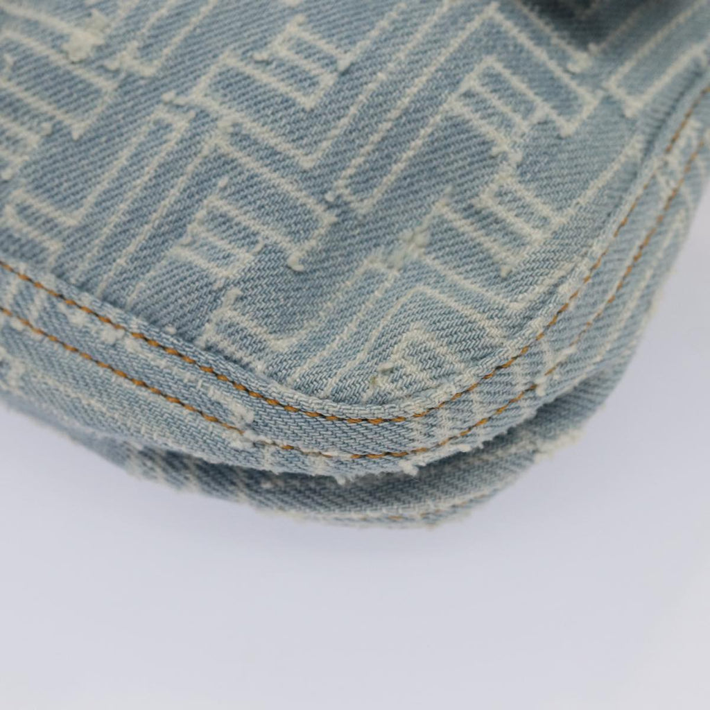 FENDI Zucca Canvas Mamma Baguette Shoulder Bag Denim Blue Goldyk14276A