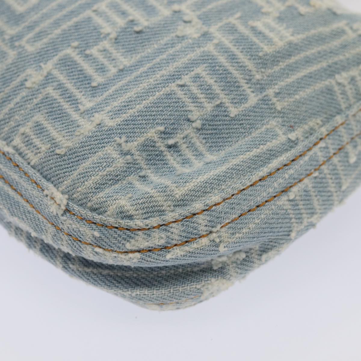 FENDI Zucca Canvas Mamma Baguette Shoulder Bag Denim Blue Goldyk14276A