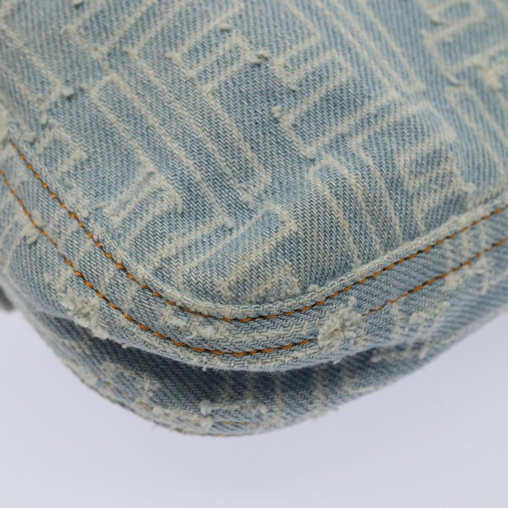 FENDI Zucca Canvas Mamma Baguette Shoulder Bag Denim Blue Goldyk14276A