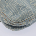 FENDI Zucca Canvas Mamma Baguette Shoulder Bag Denim Blue Goldyk14276A
