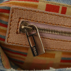 FENDI Zucca Canvas Mamma Baguette Shoulder Bag Denim Blue Goldyk14276A