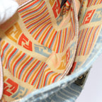 FENDI Zucca Canvas Mamma Baguette Shoulder Bag Denim Blue Goldyk14276A