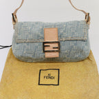 FENDI Zucca Canvas Mamma Baguette Shoulder Bag Denim Blue Goldyk14276A