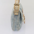 FENDI Zucca Canvas Mamma Baguette Shoulder Bag Denim Blue Goldyk14276A