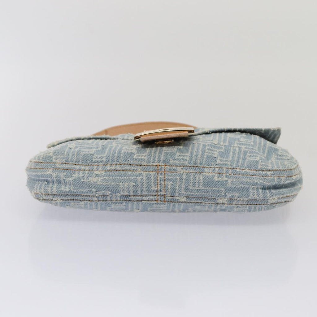 FENDI Zucca Canvas Mamma Baguette Shoulder Bag Denim Blue Goldyk14276A
