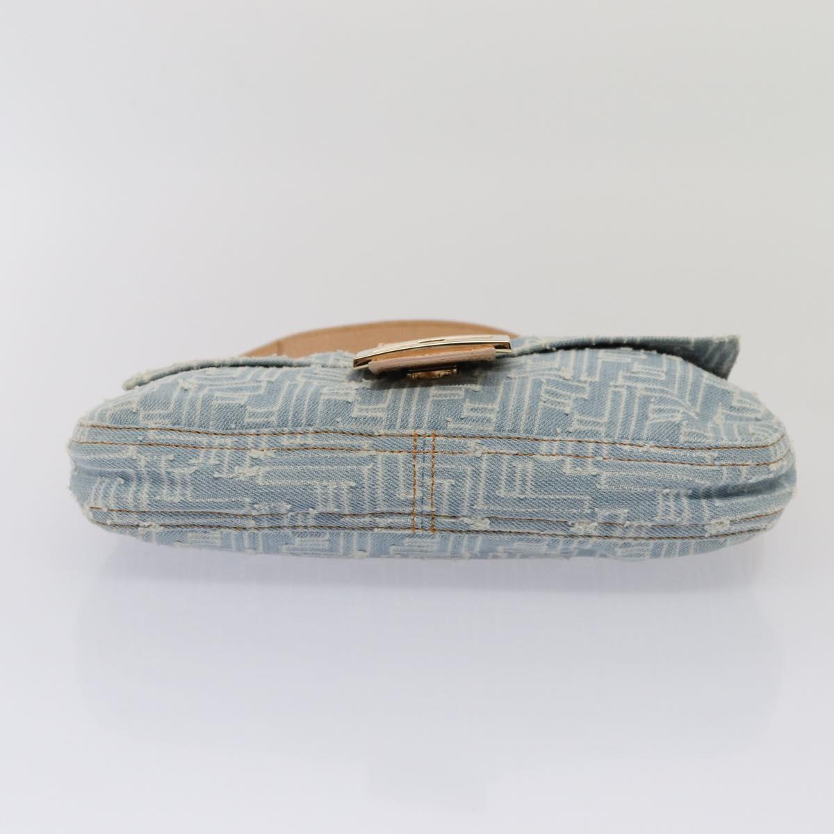 FENDI Zucca Canvas Mamma Baguette Shoulder Bag Denim Blue Goldyk14276A
